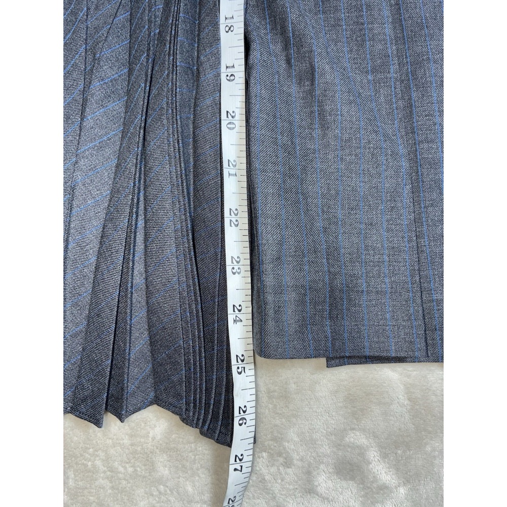 WE-AR4 Asymmetric Pleated Skirt S Gray Virgin Wool Blue Pinstripes USA NEW - Picture 11 of 11